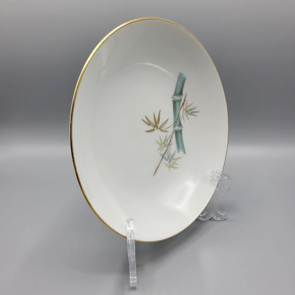 Vtg Noritake Oriental 6341 Bamboo Design Salad Bowls Gold Trim Japan Set Of 2 - Picture 6 of 10